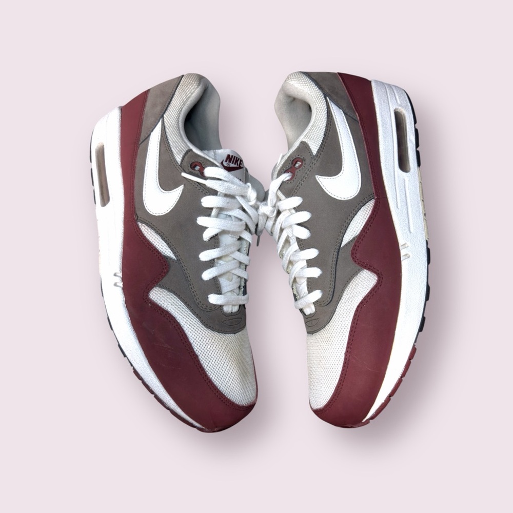 Nike Air Max 1 Essential Sneakers Maroon Red Petra Brown Mens Size 13 537383-612